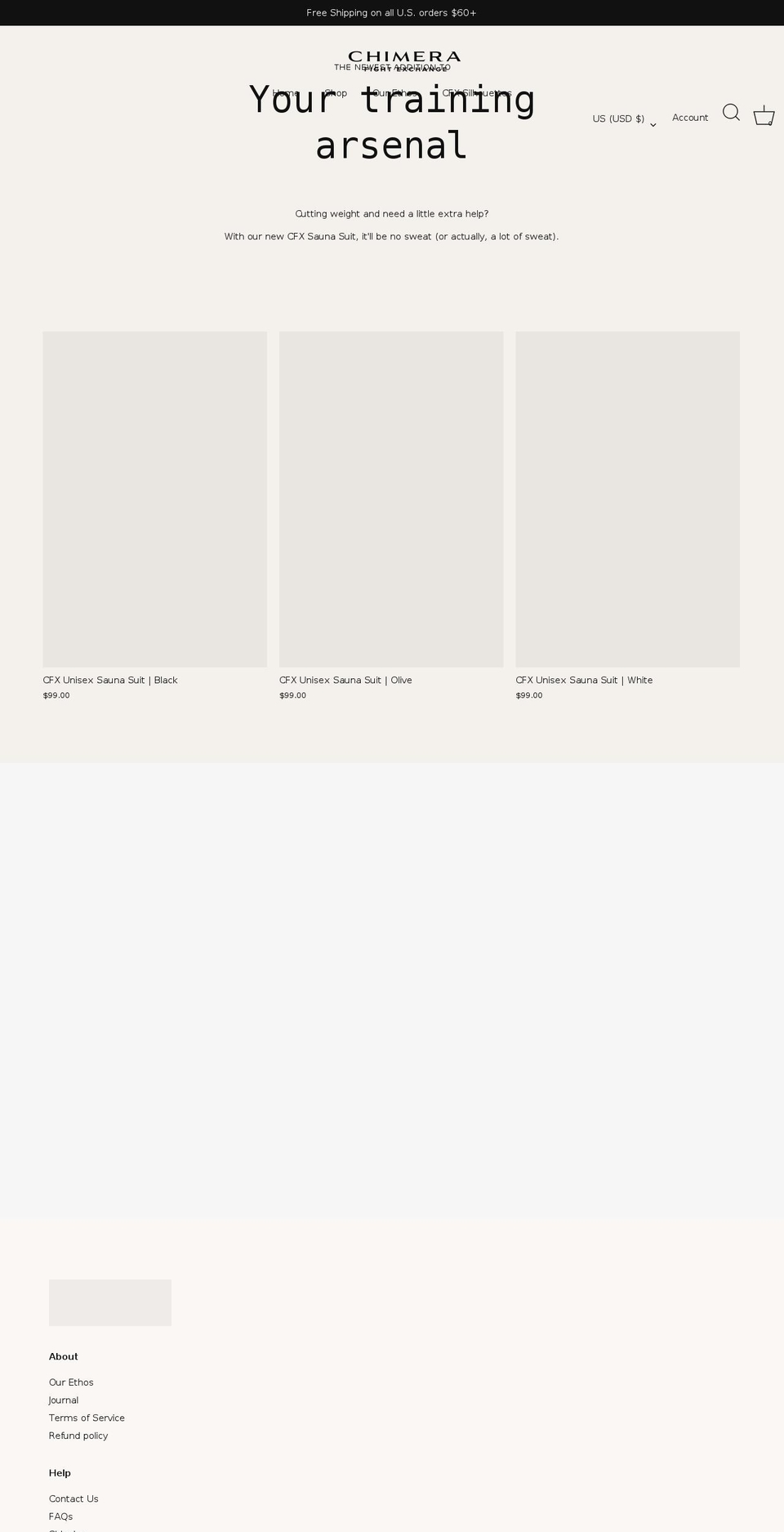 chimera-fight-exchange.myshopify.com shopify website screenshot