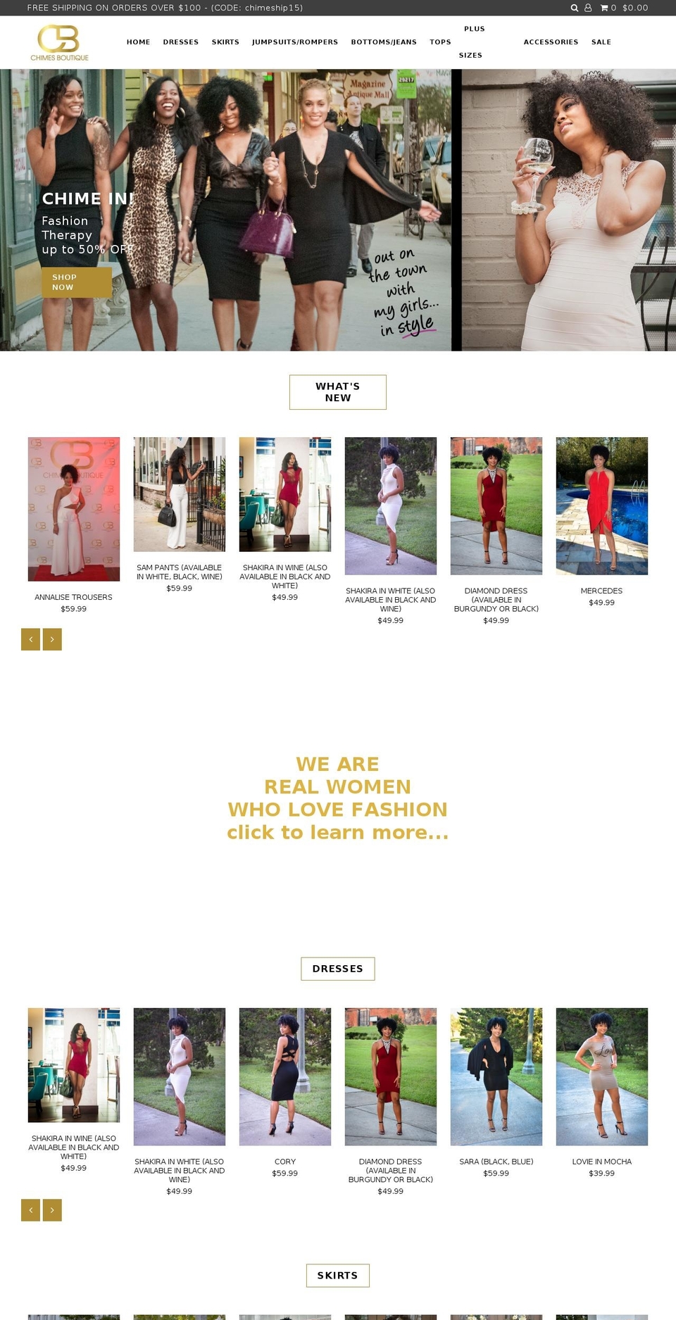 chimesboutique.com shopify website screenshot