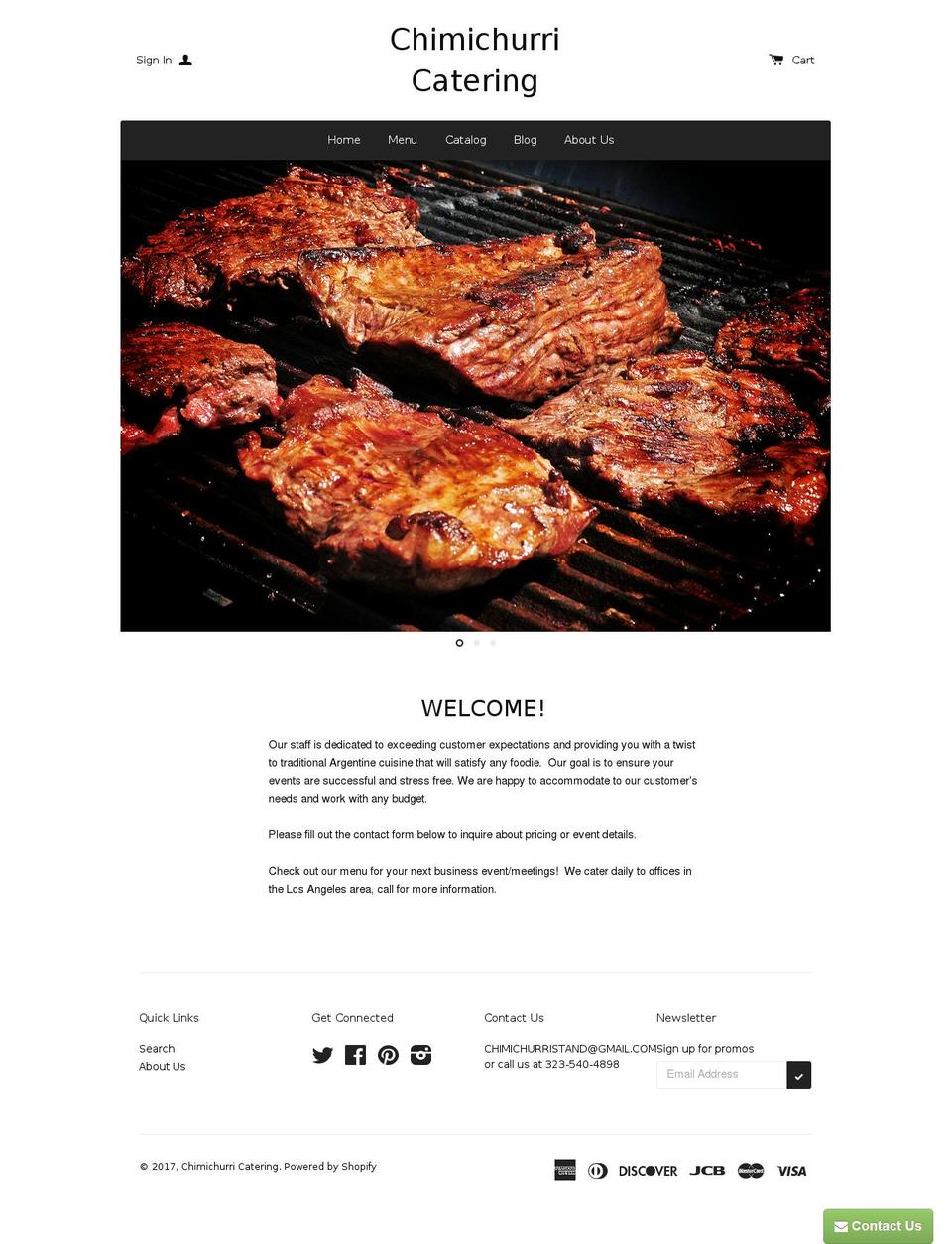 chimicatering.com shopify website screenshot