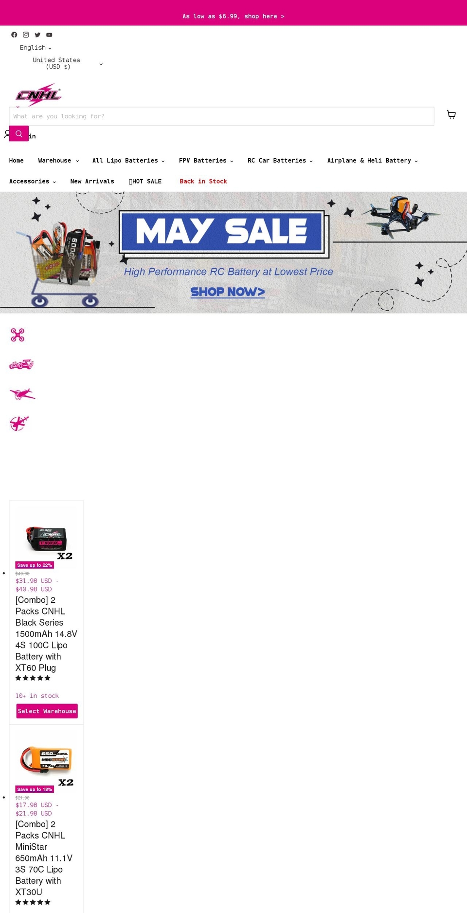 chinahobbyline.com shopify website screenshot