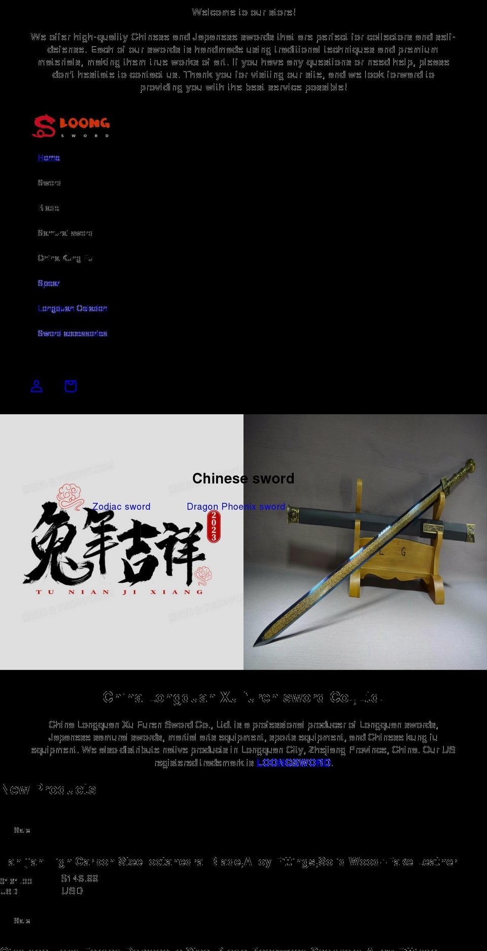 chinesesword.store shopify website screenshot