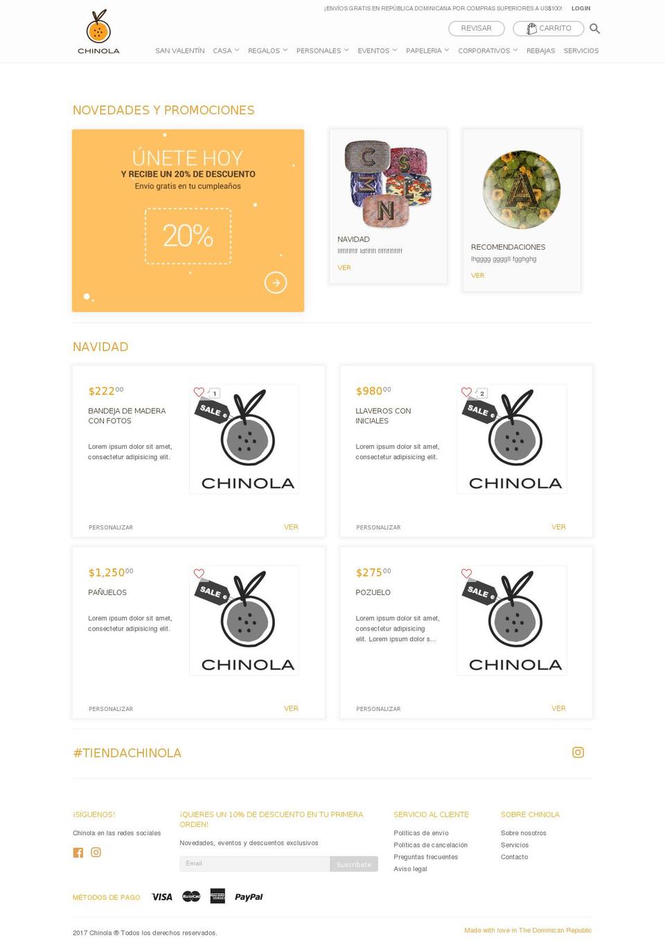 chinola.net shopify website screenshot