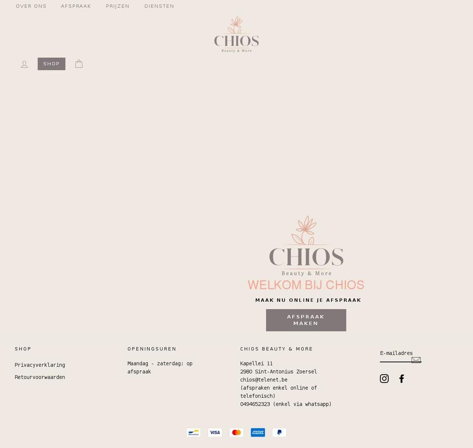 chiosbeauty.be shopify website screenshot