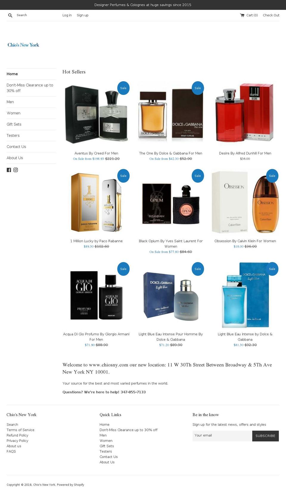 chiosclothingny.com — Shopify storefront screenshot