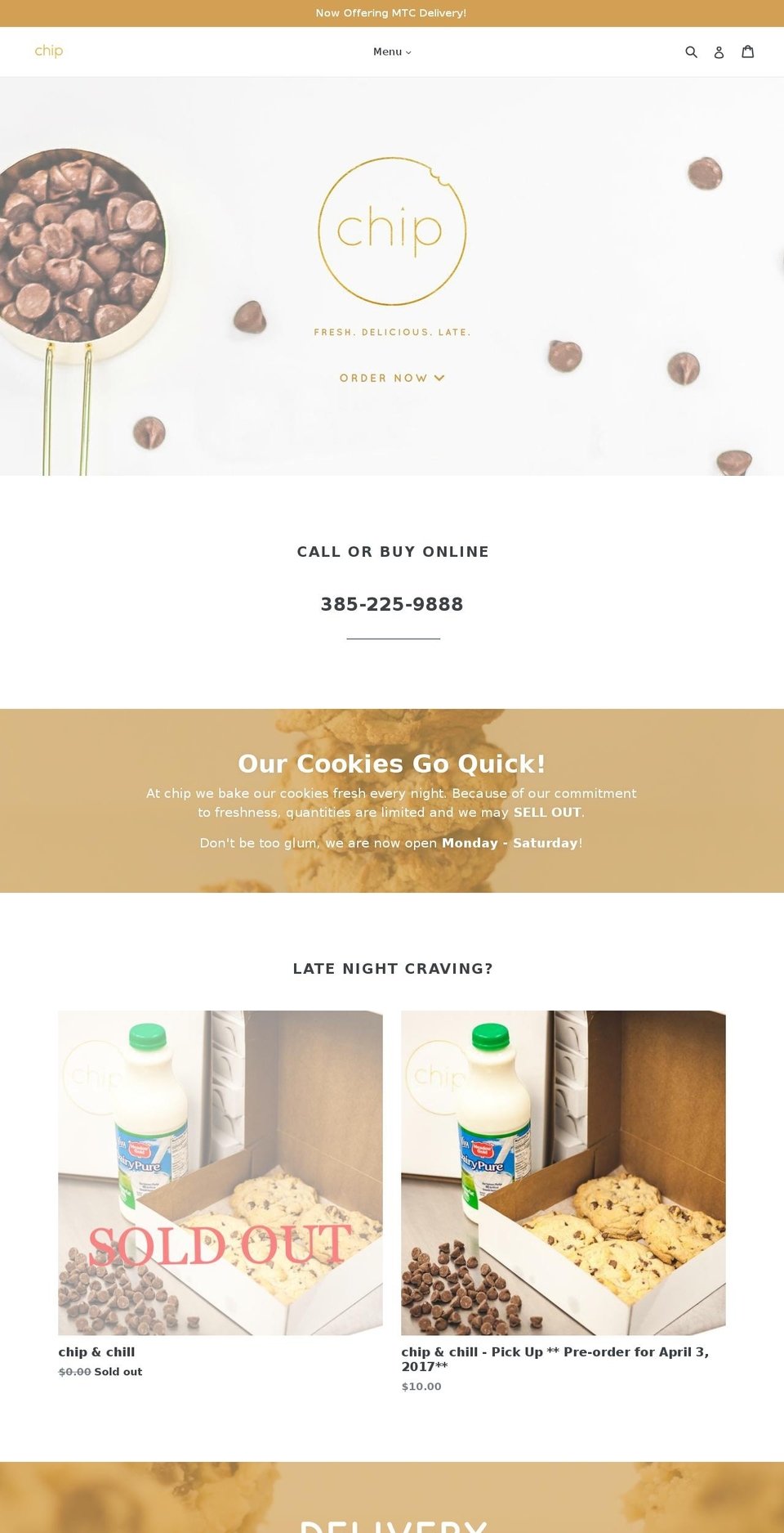 Palo Alto Shopify theme site example chipcookies.co