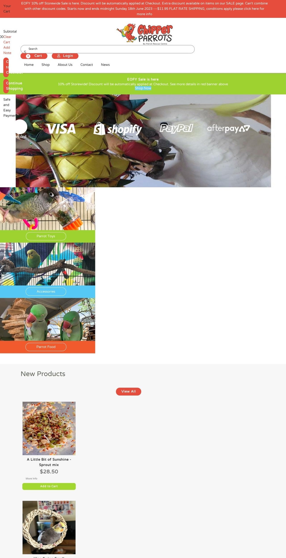 chipperparrots.com.au shopify website screenshot