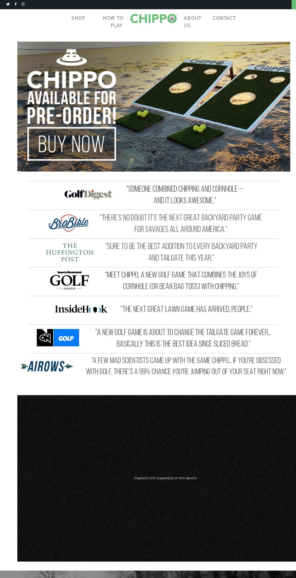 chippogolf.com shopify website screenshot
