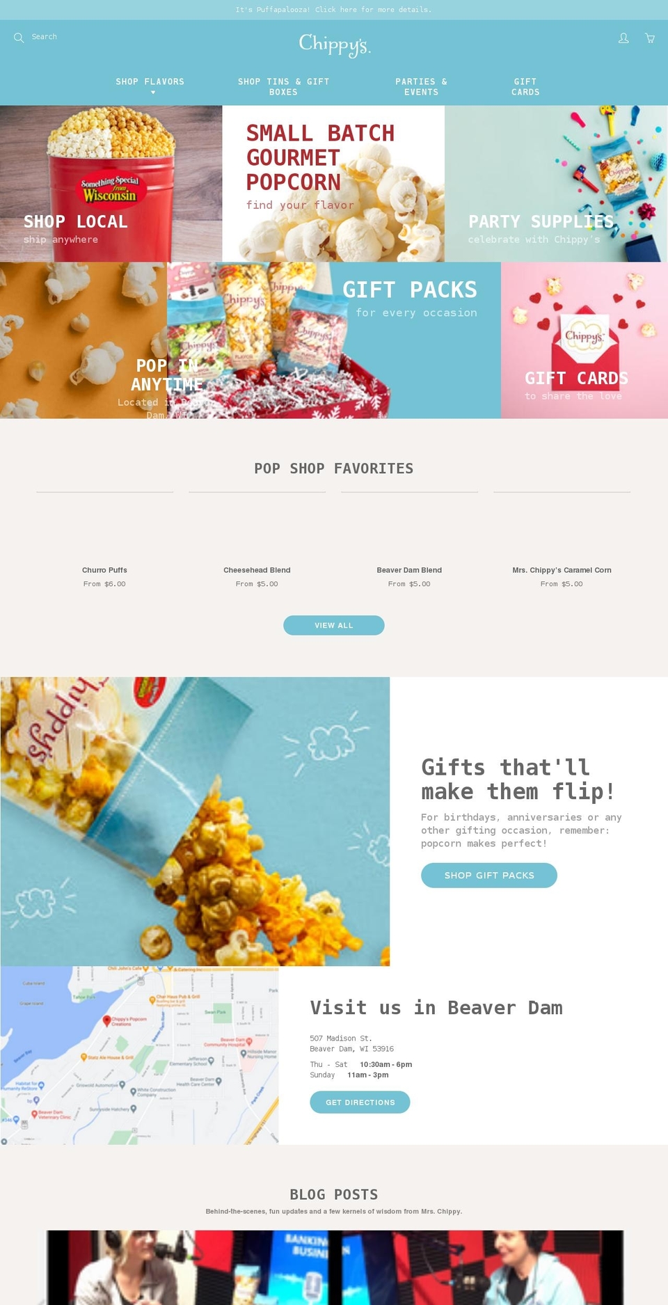 chippyspopcorn.com shopify website screenshot