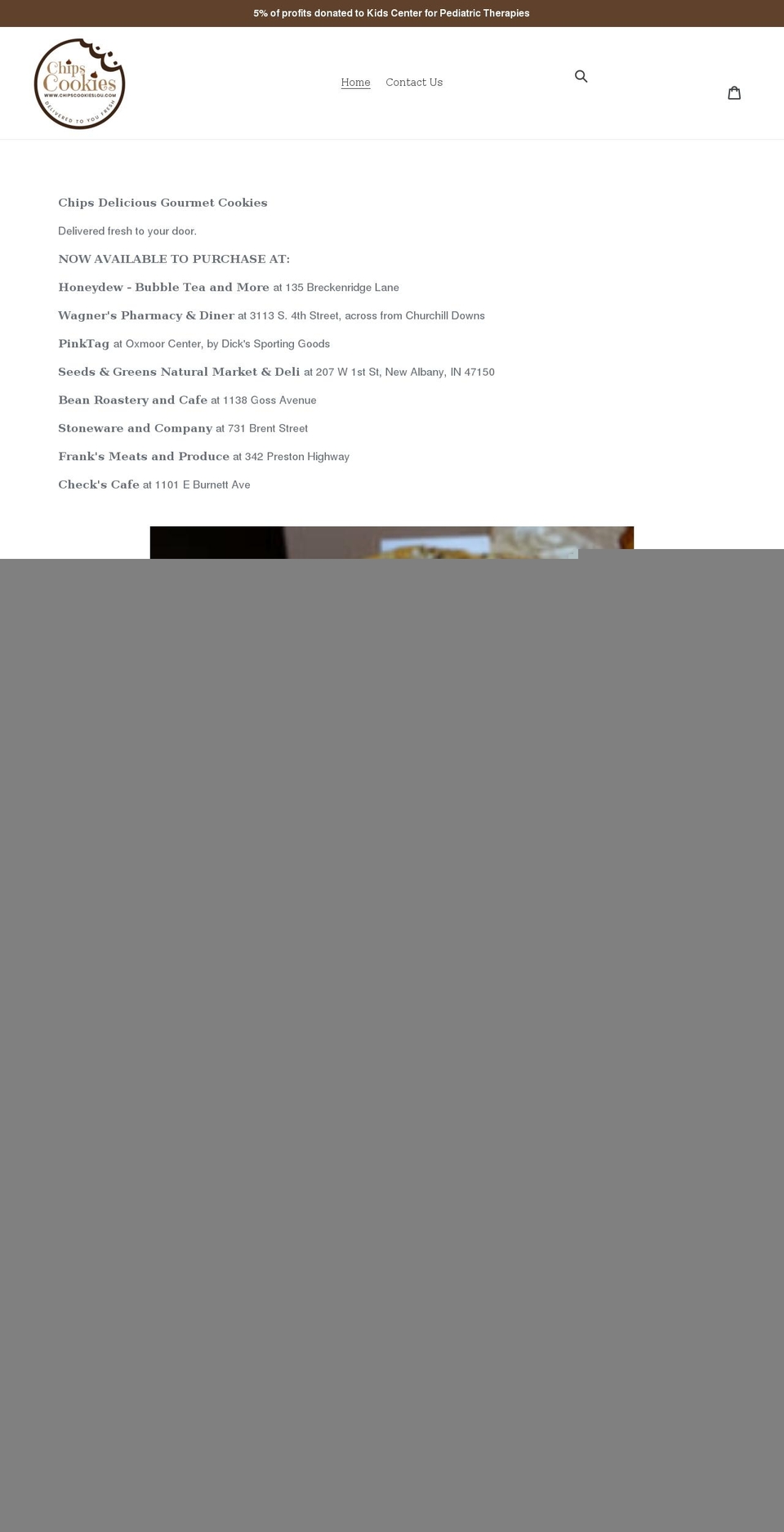 chipscookieslou.com shopify website screenshot