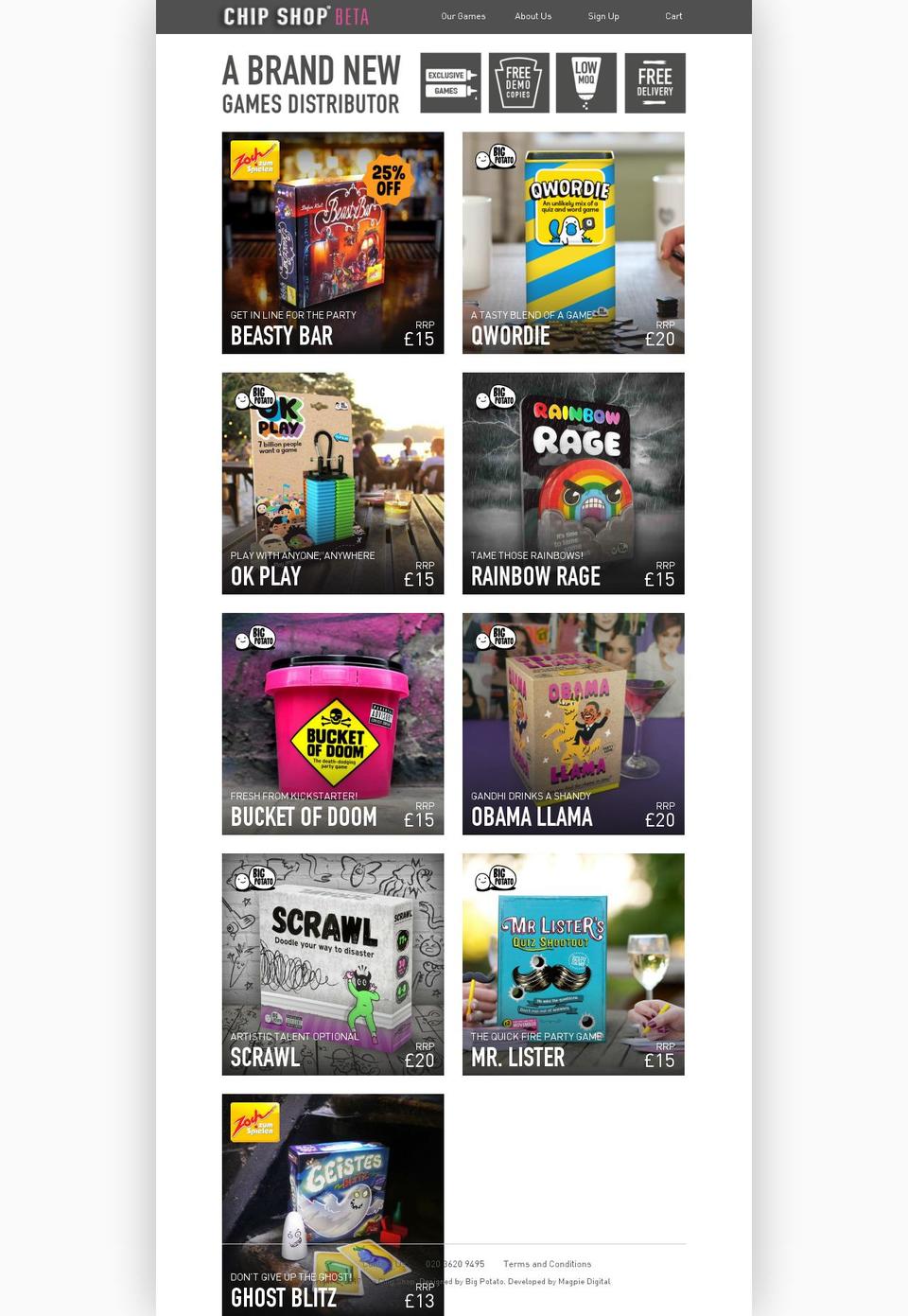 Potato Shopify theme site example chipshopgames.com