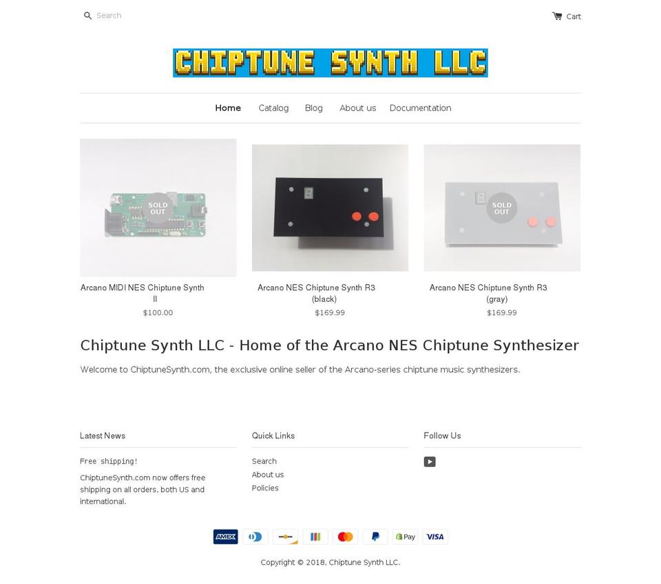 chiptunesynth.com shopify website screenshot