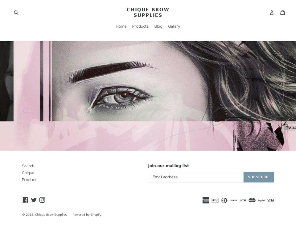 chiquebrowsupply.com — Shopify storefront screenshot