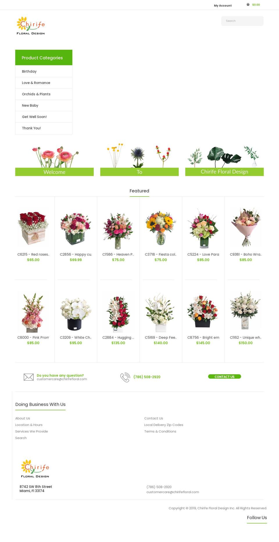chirifefloral.com shopify website screenshot