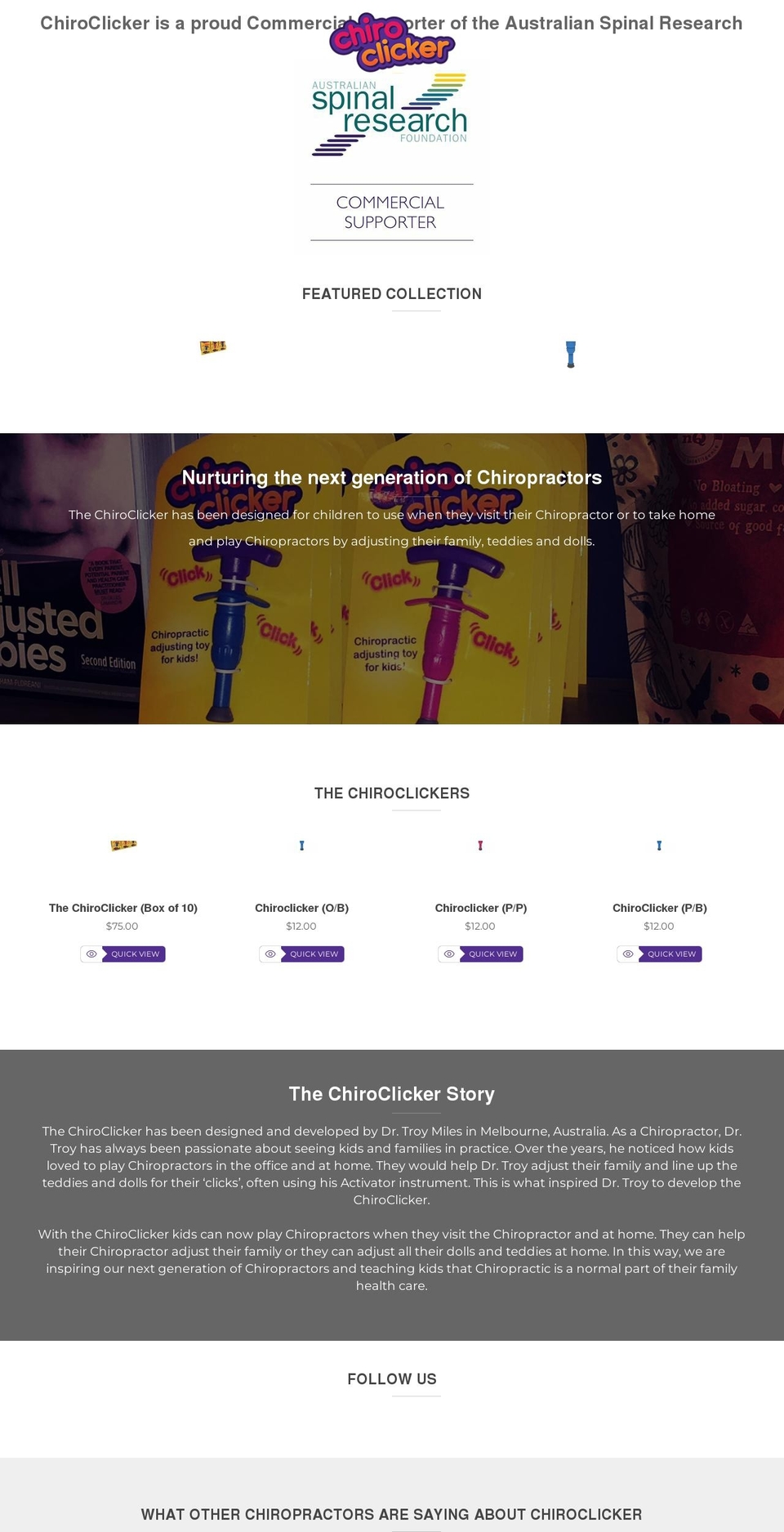 click Shopify theme site example chiroclicker.com