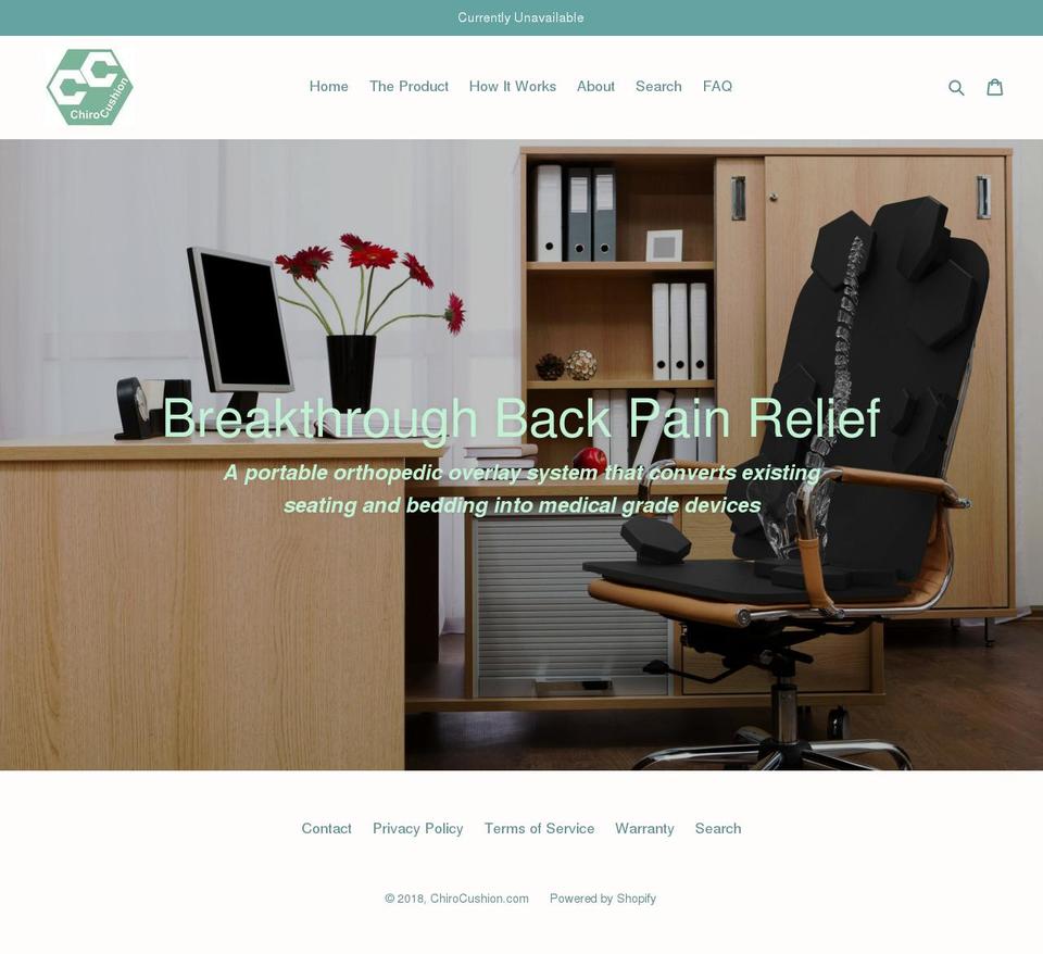chirocushion.com — Shopify storefront screenshot