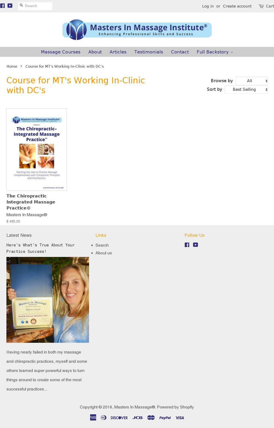 chiropracticintegratedmassage.com — Shopify storefront screenshot