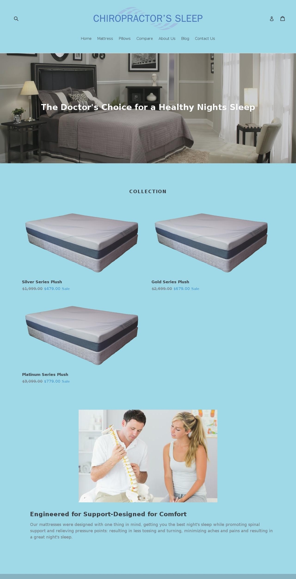 chiropractorssleep.com shopify website screenshot