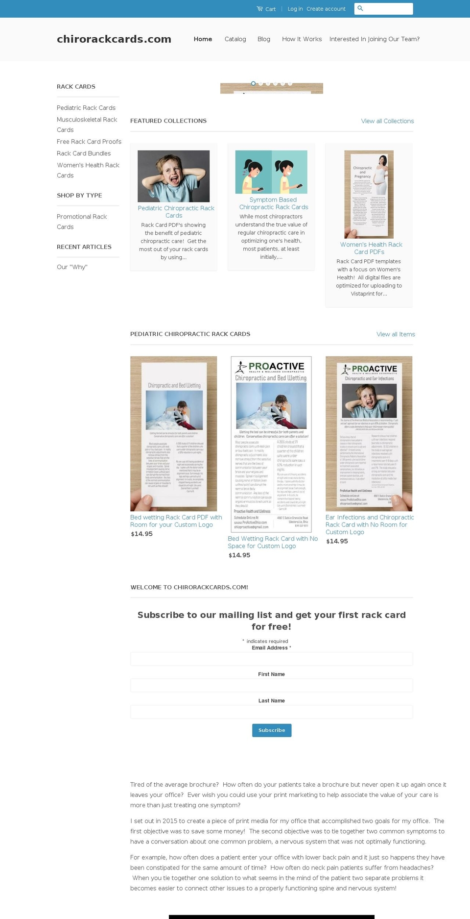chirorackcards.com — Shopify storefront screenshot