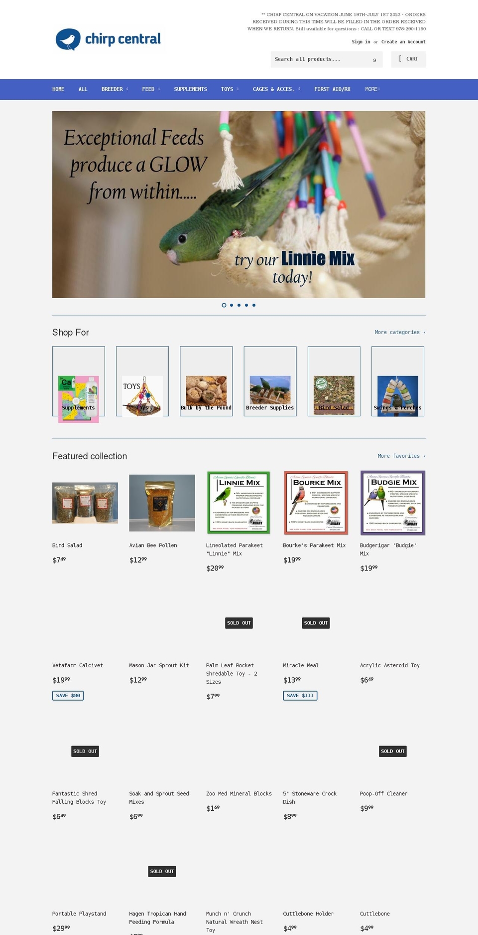 chirpcentral.com shopify website screenshot