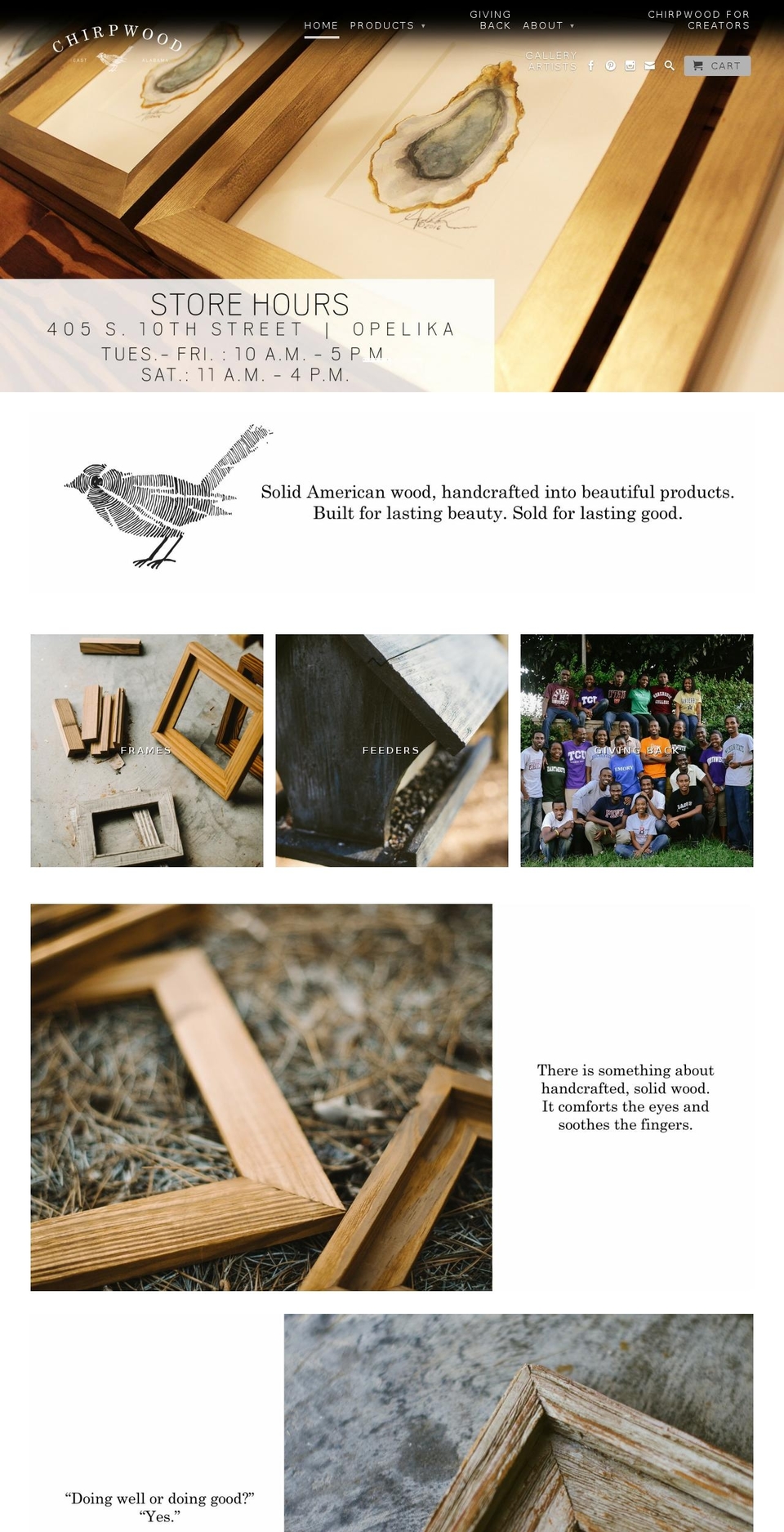 chirpwood.com shopify website screenshot