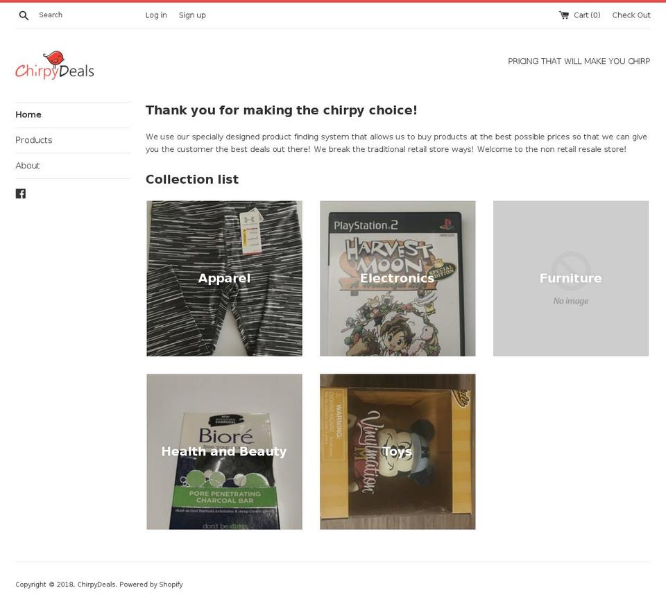 chirpydeals.com — Shopify storefront screenshot
