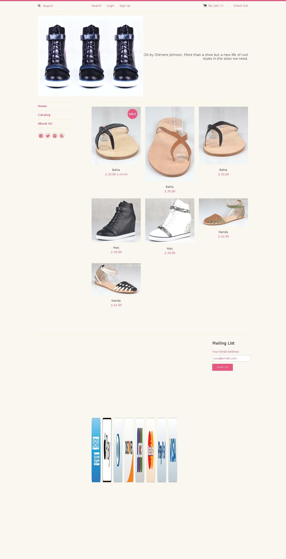 chishoes.net shopify website screenshot