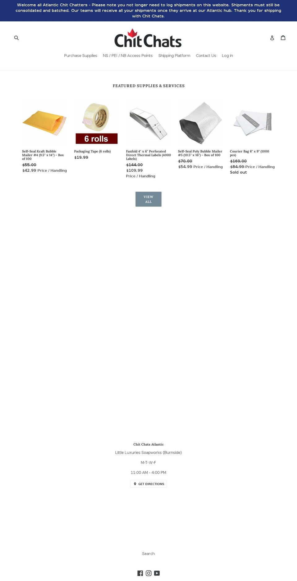 chitchatsatlantic.com — Shopify storefront screenshot