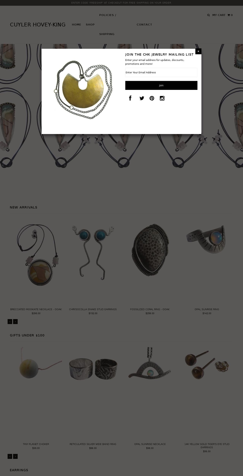 chkjewelry.com shopify website screenshot