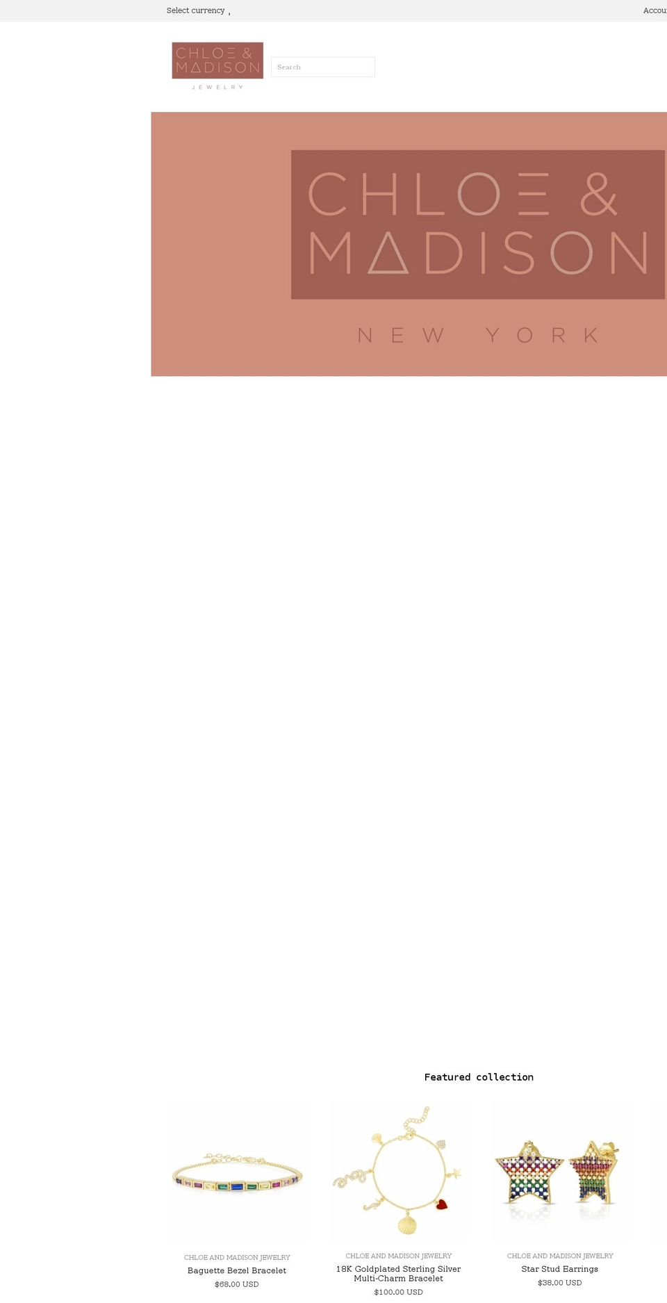 chloeandmadisonjewelry.com shopify website screenshot