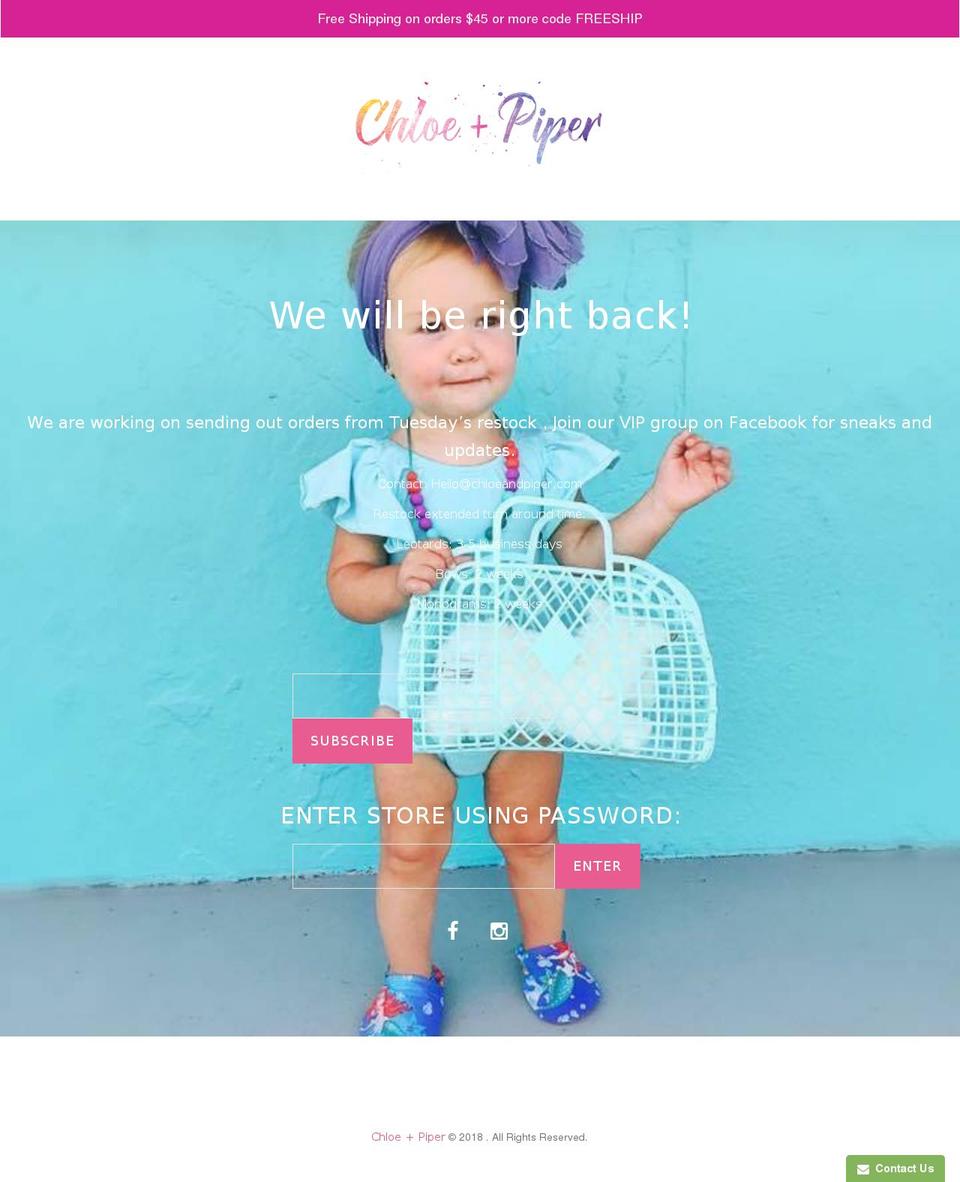 Apolo Shopify theme site example chloeandpiper.com