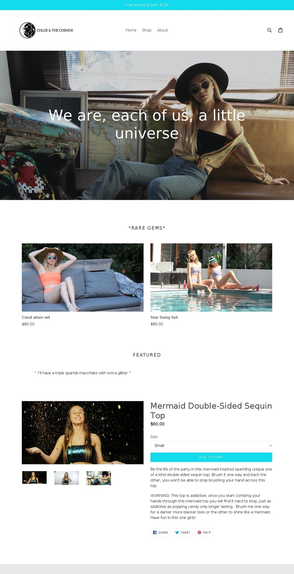 chloeandthecosmos.com — Shopify storefront screenshot