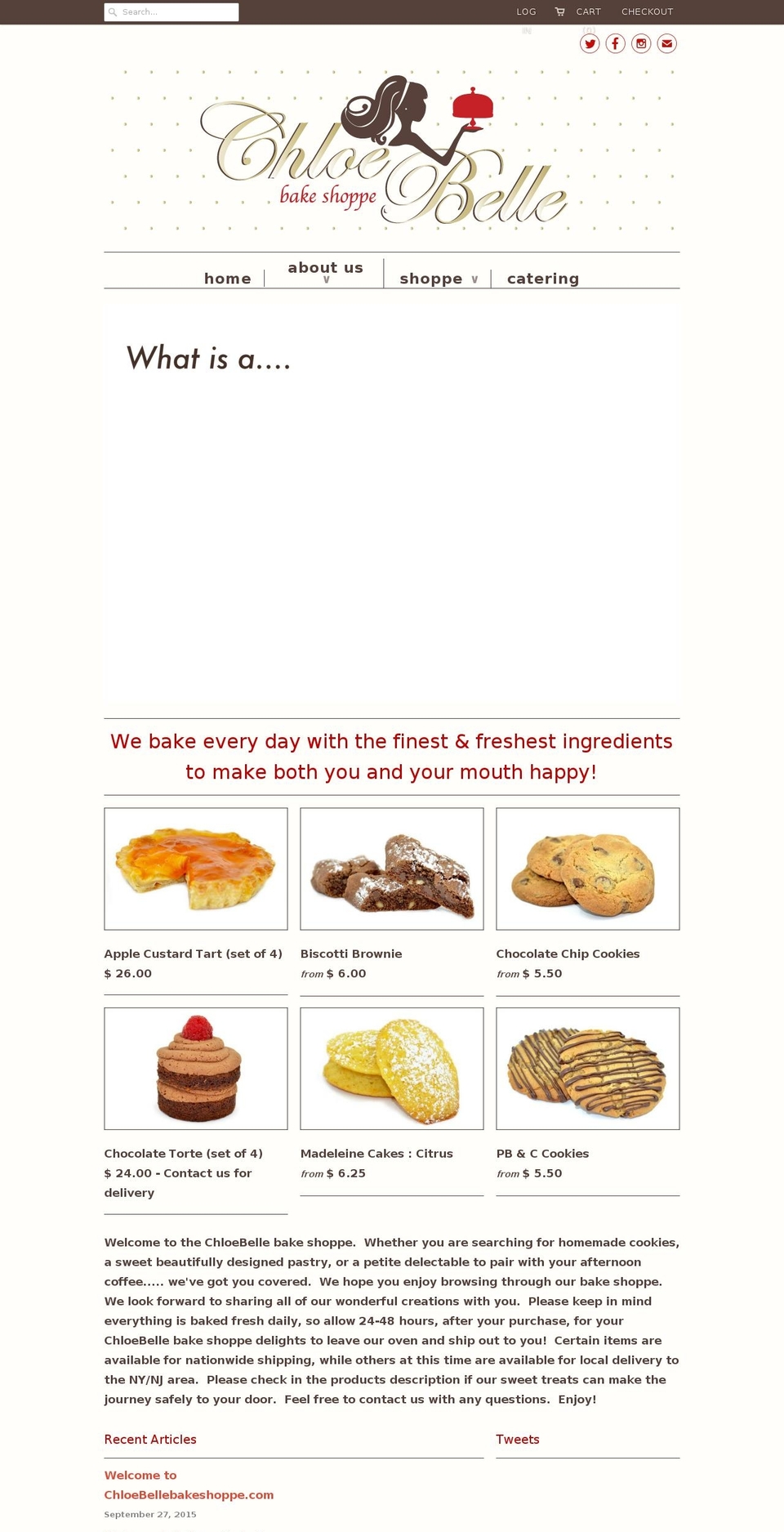 chloebellebakeshoppe.com shopify website screenshot