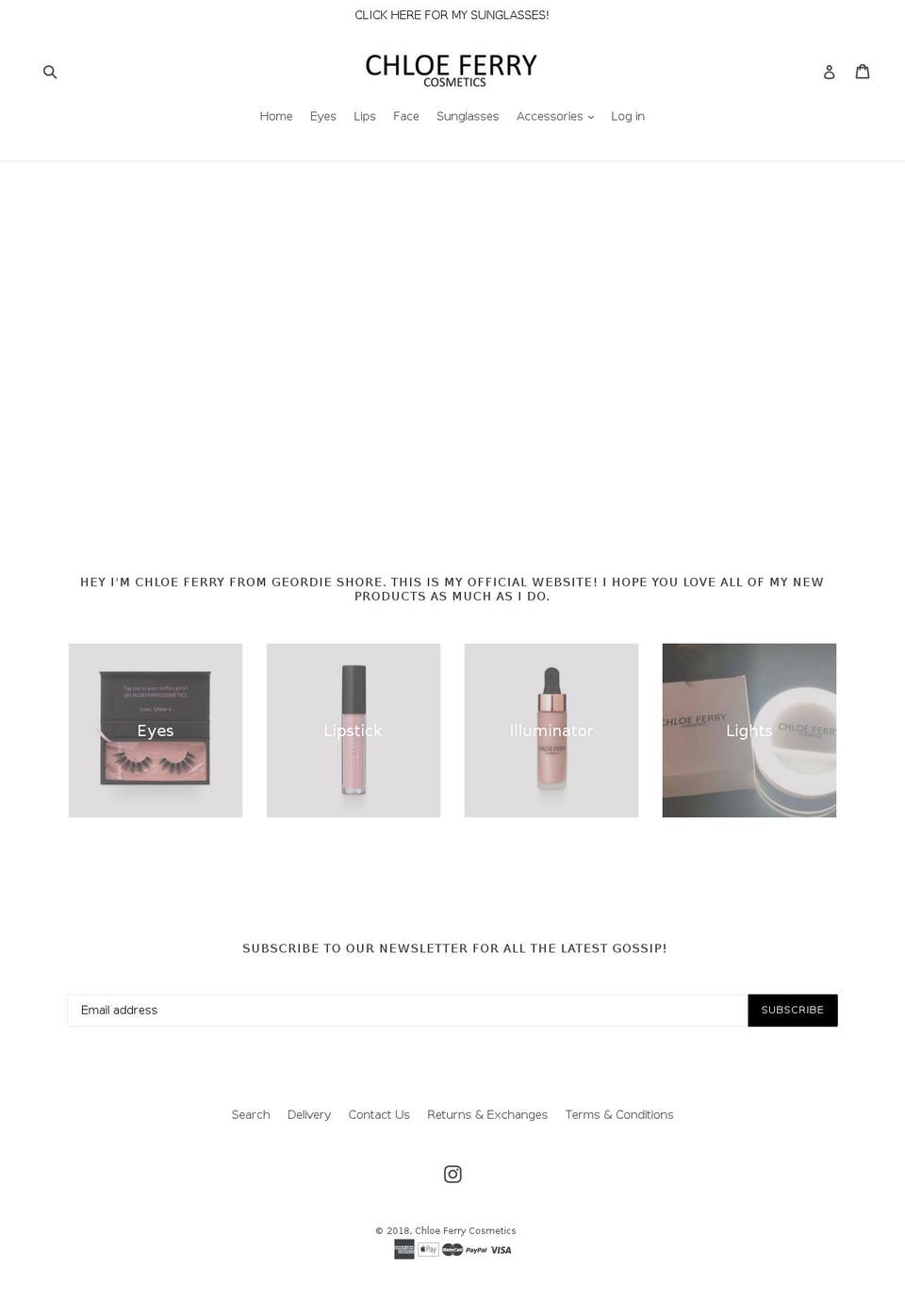 chloeferrycosmetics.com shopify website screenshot