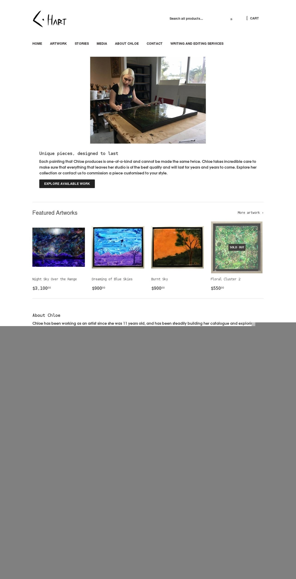 chloehart.com shopify website screenshot