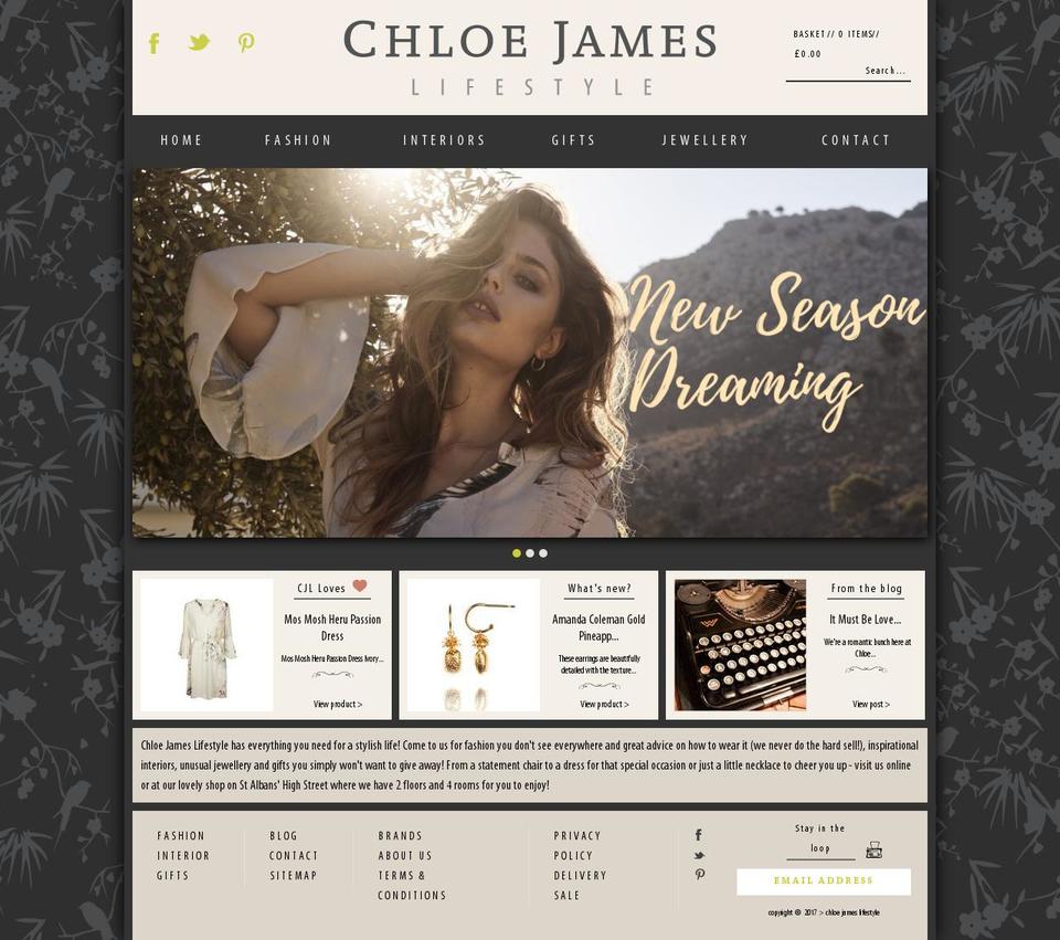 chloejameslifestyle.co.uk shopify website screenshot