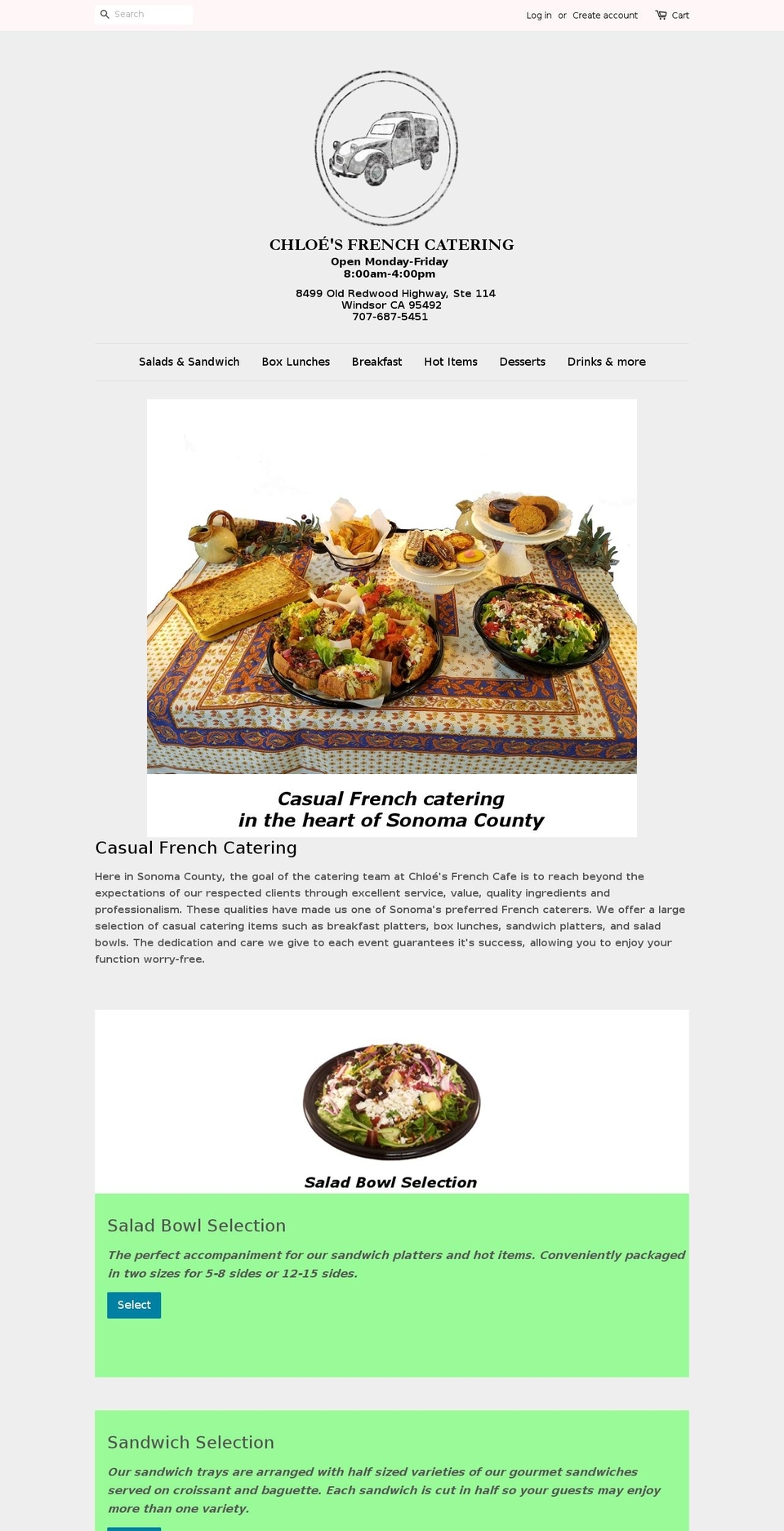 chloes-catering.myshopify.com — Shopify storefront screenshot