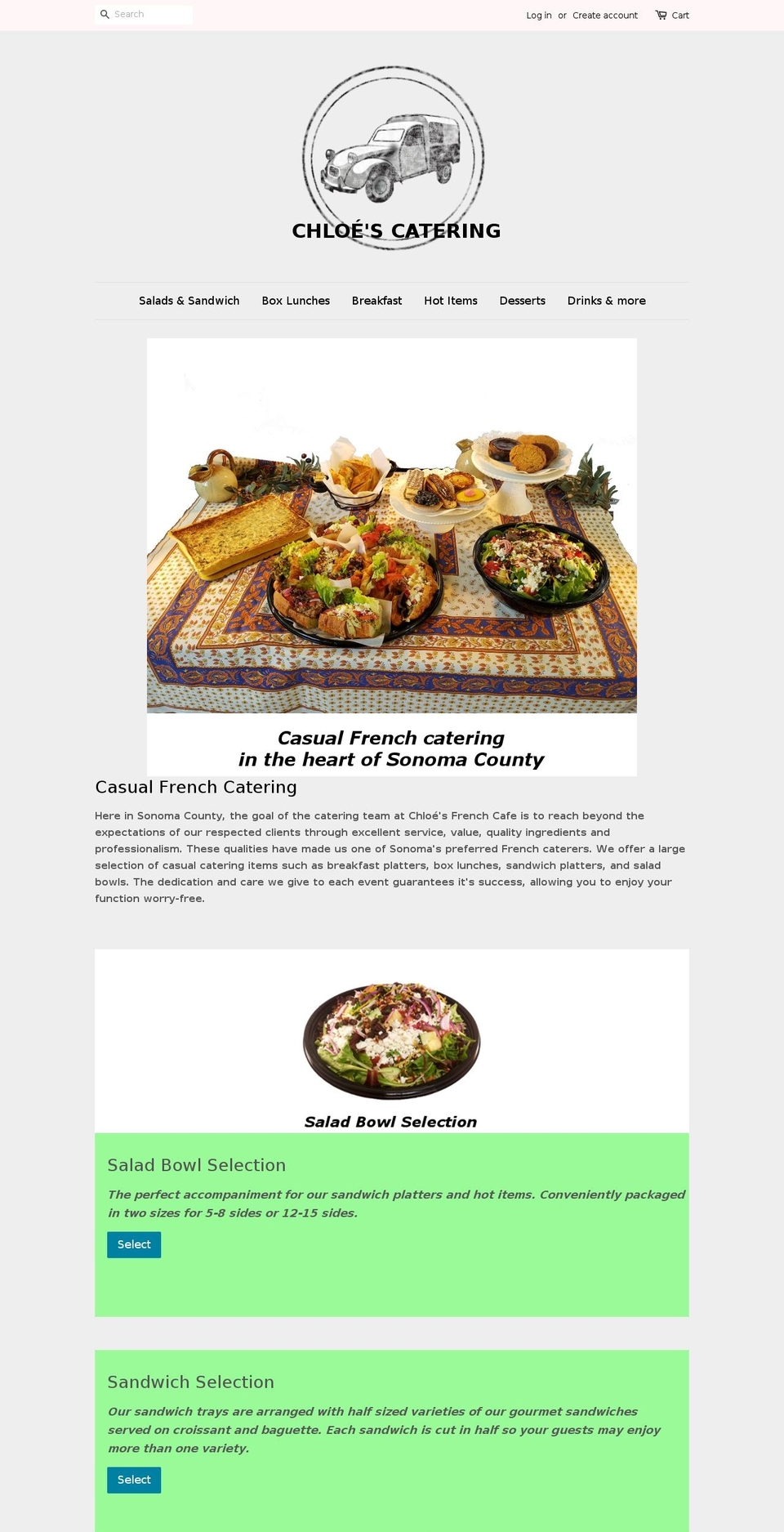 chloescatering.com shopify website screenshot