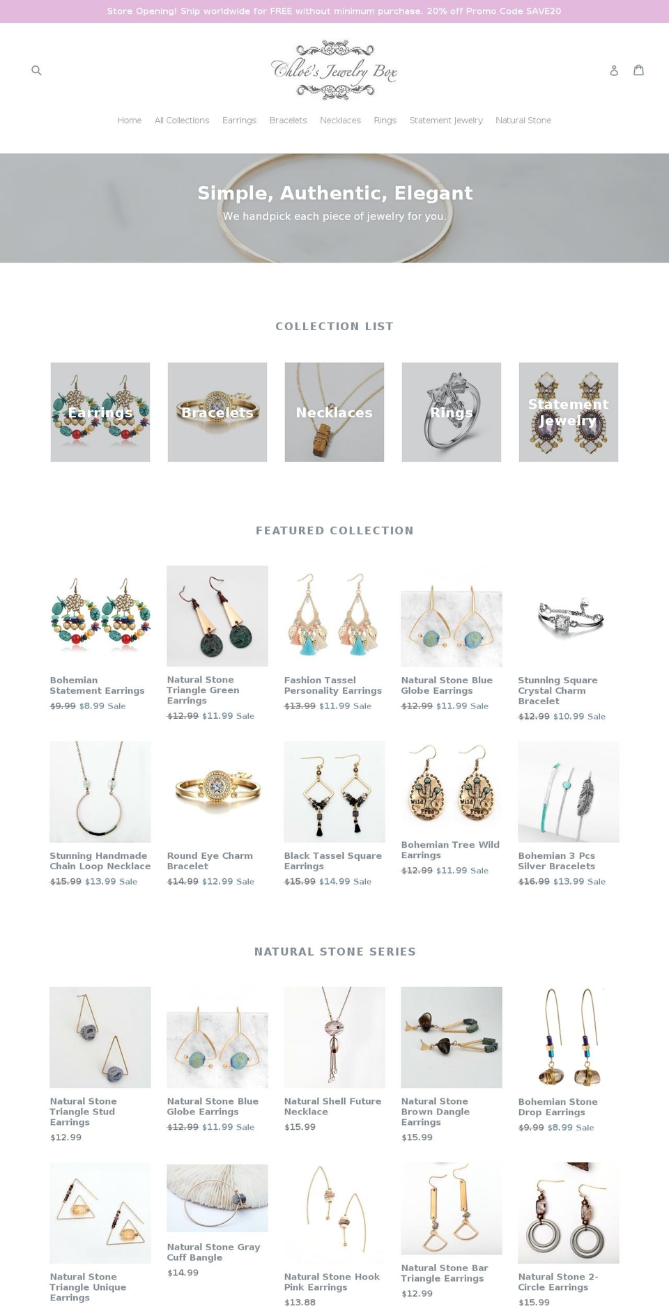 chloesjewelrybox.com — Shopify storefront screenshot