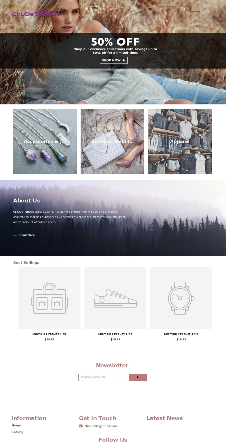 chloethings.com shopify website screenshot