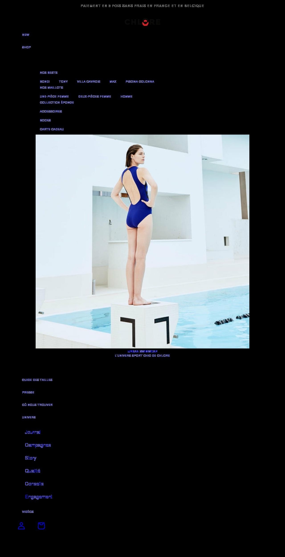 chlore-swimwear.fr shopify website screenshot