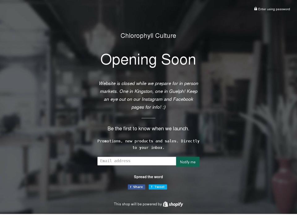chlorophyllculture.com shopify website screenshot
