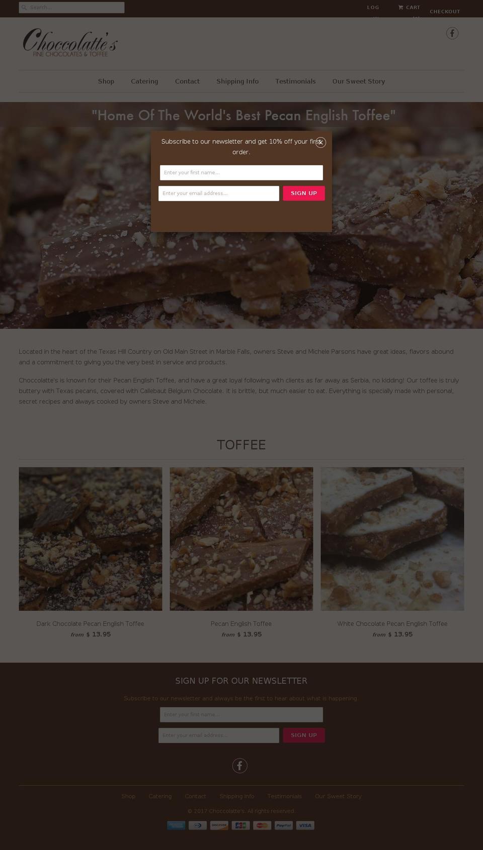 Taste Shopify theme site example choccolattestx.com