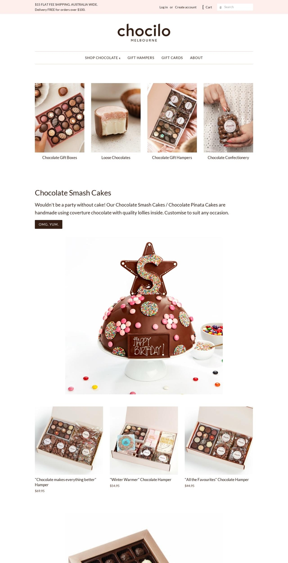 chocilo.com.au shopify website screenshot