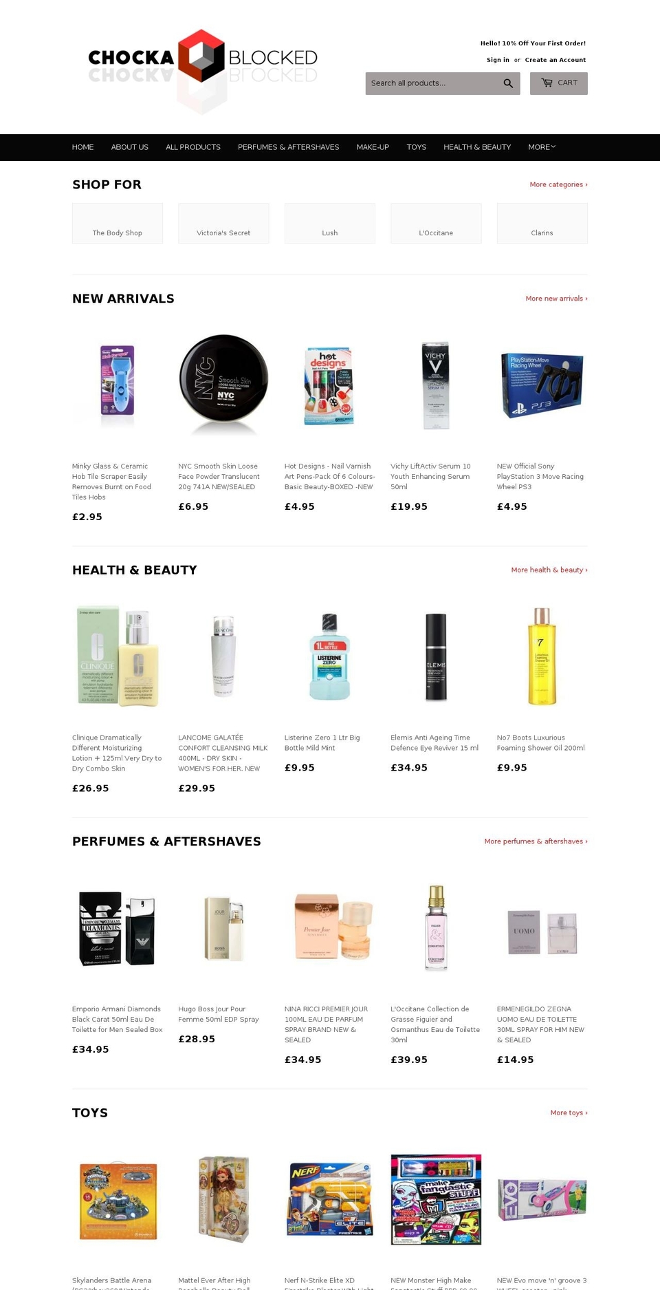chockablocked.com shopify website screenshot