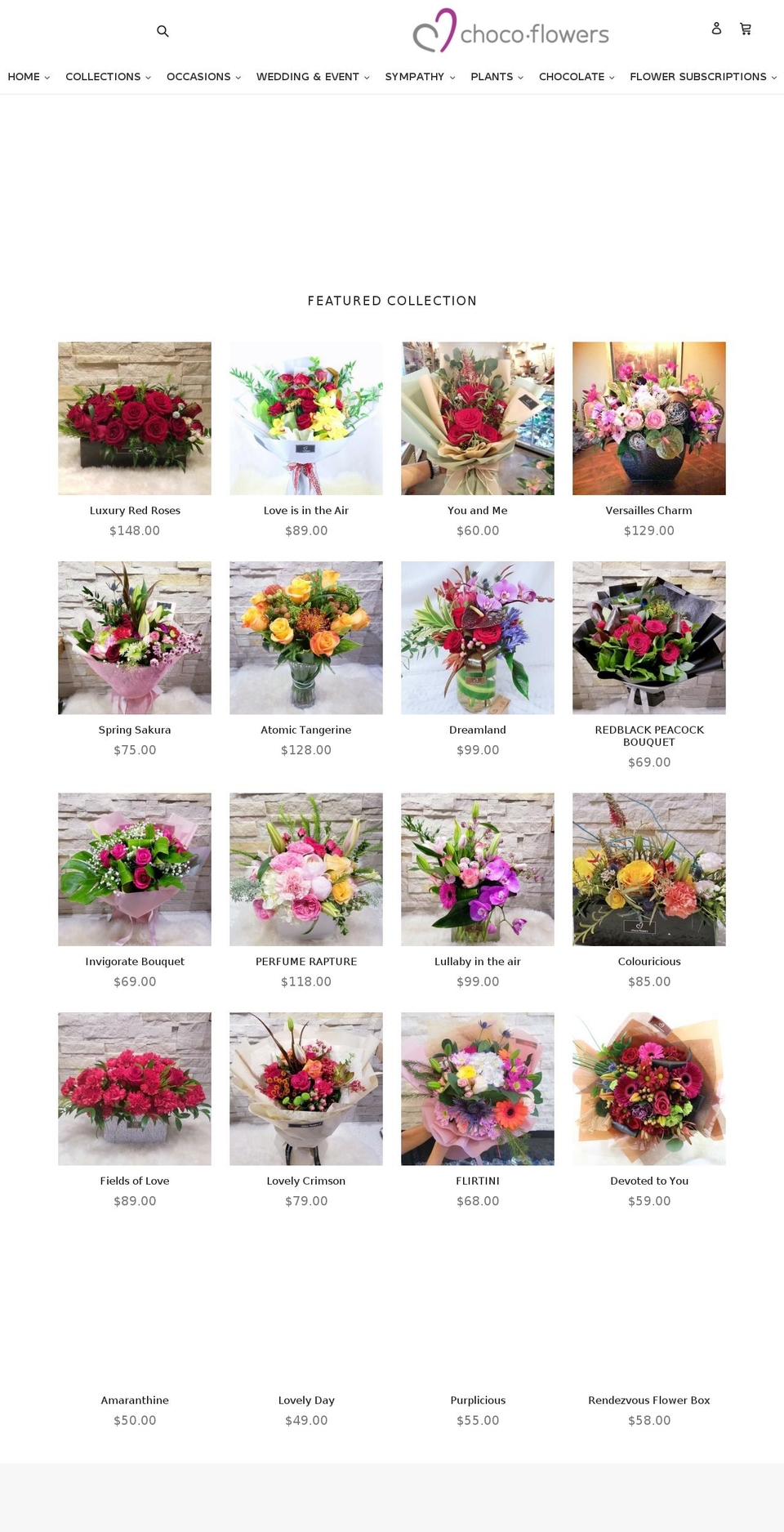choco.flowers shopify website screenshot