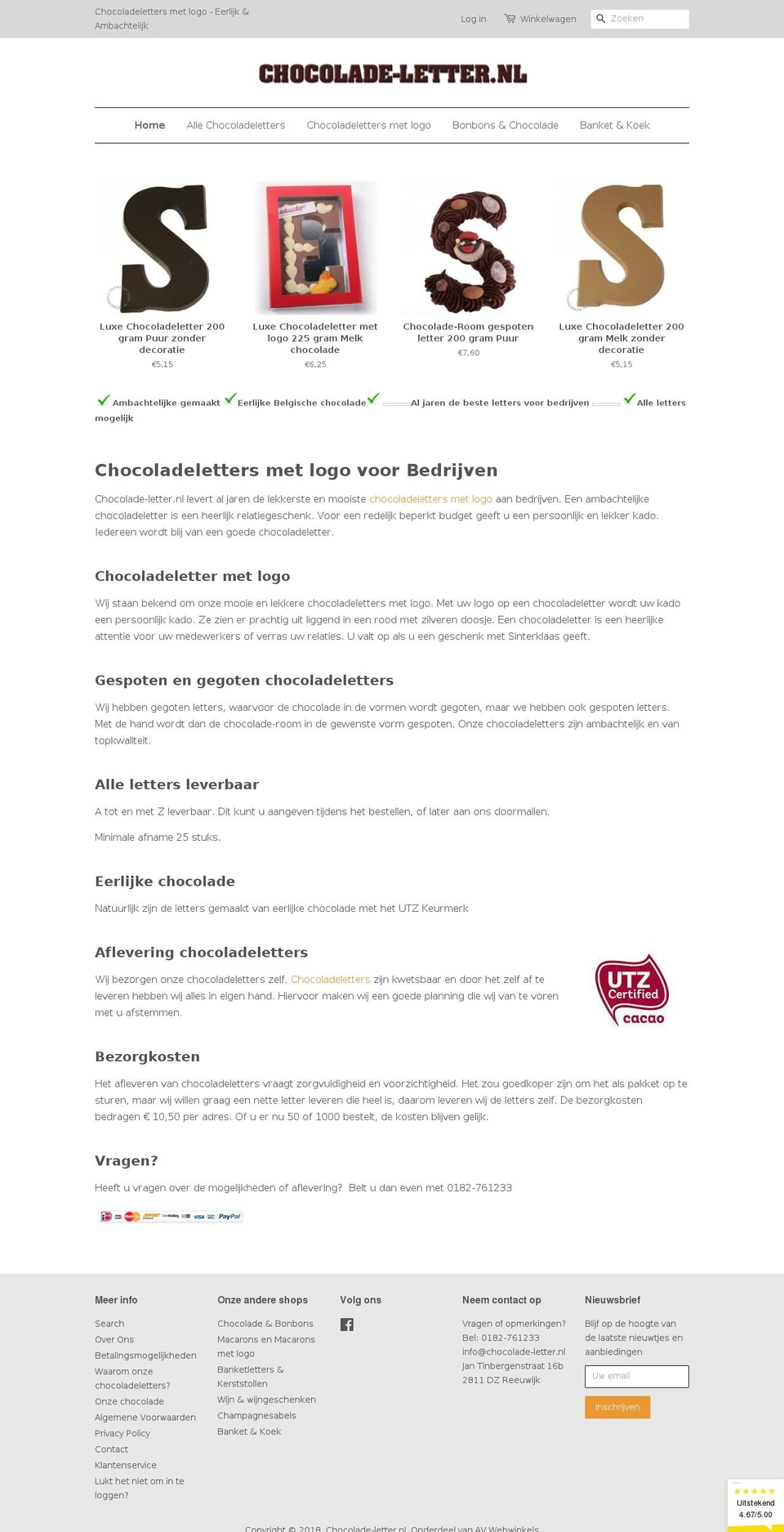 chocolade-letter.nl shopify website screenshot