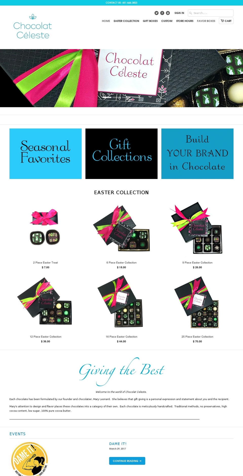 chocolatceleste.com shopify website screenshot