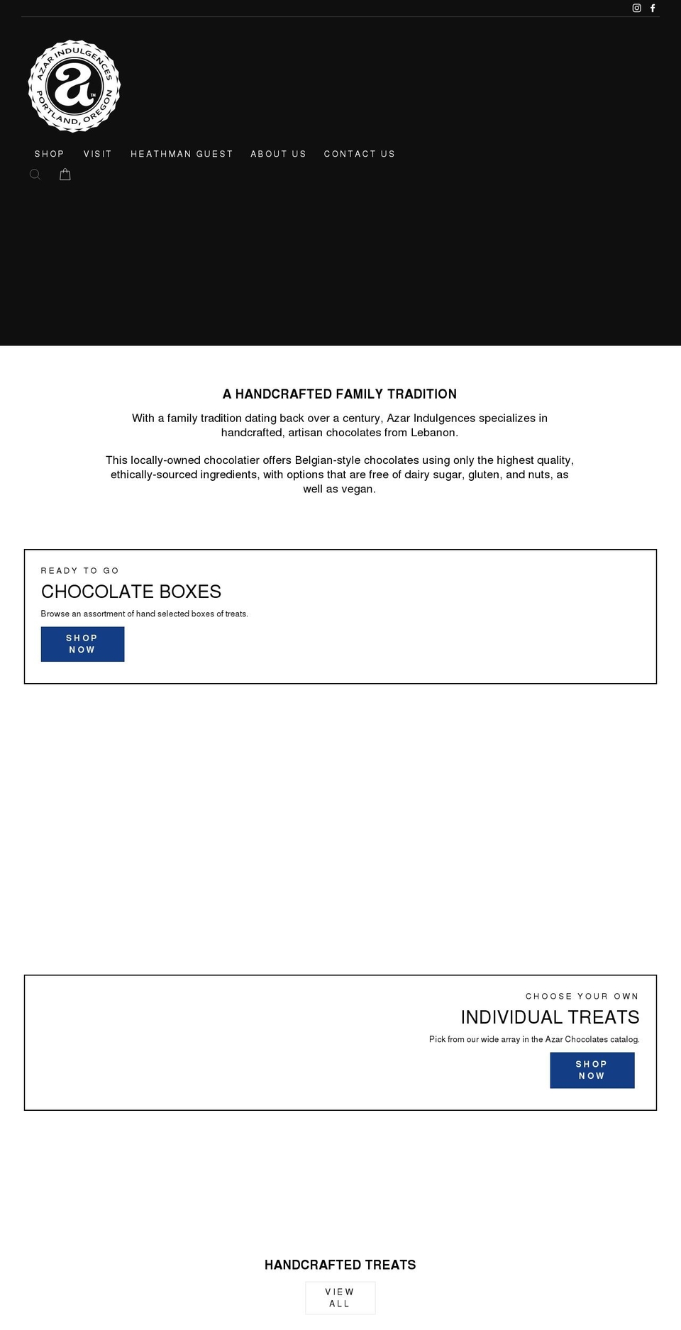 chocolate.azarindulgences.com shopify website screenshot