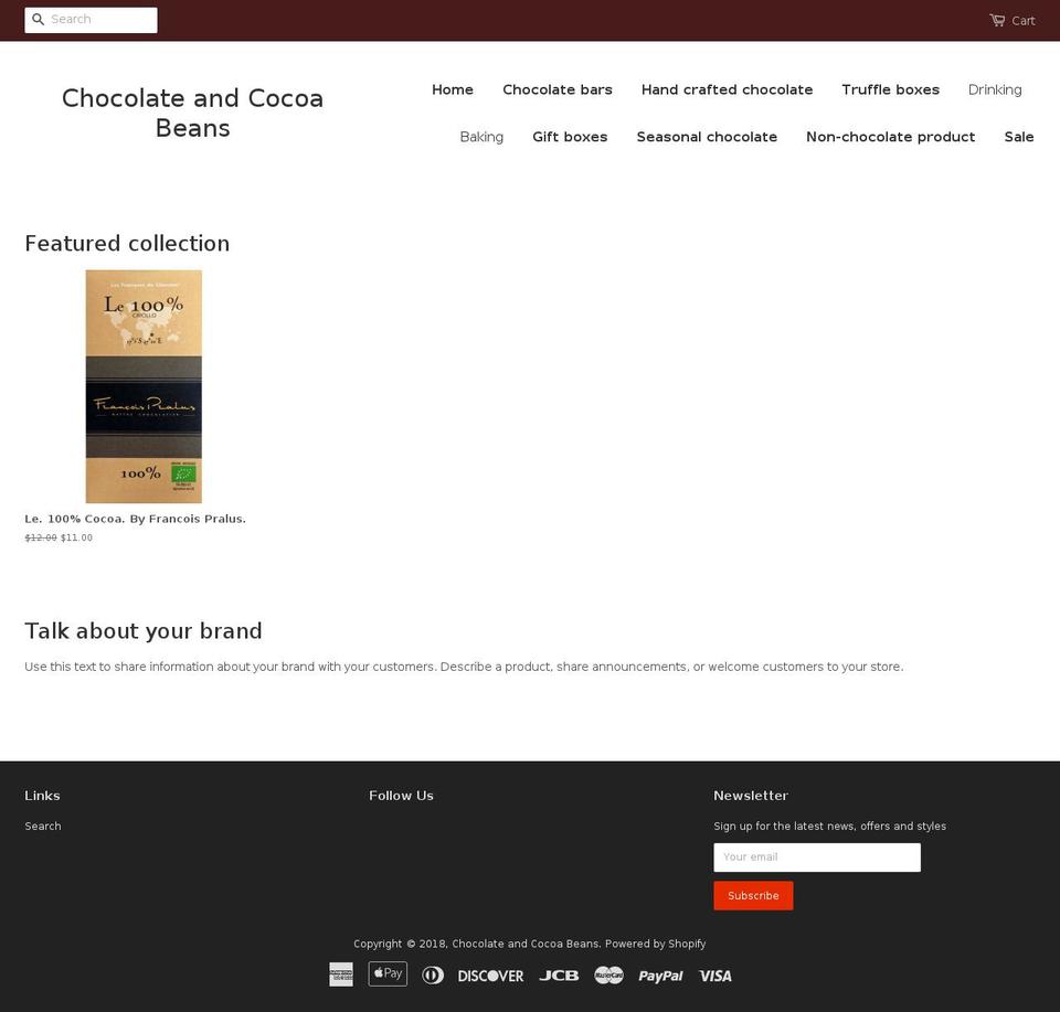 chocolateandcocoabeans.com — Shopify storefront screenshot