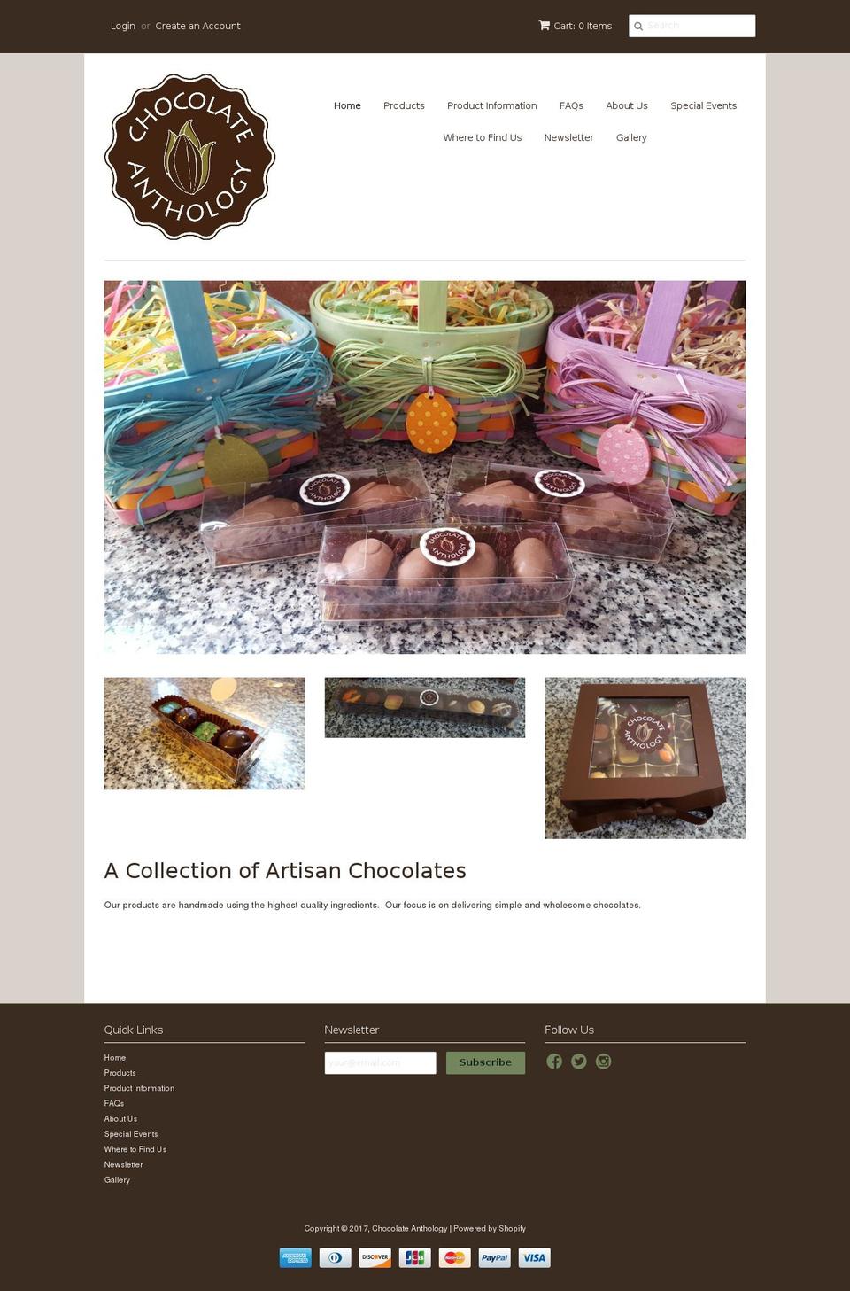 chocolateanthology.com shopify website screenshot
